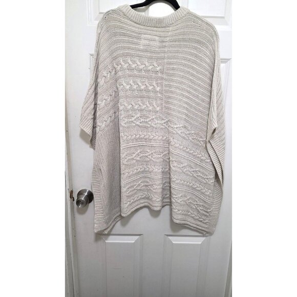 Abercrombie & Fitch Women's Pancho Fisherman Cable Knit Sweater M/L Cream Pullov - Picture 3 of 7
